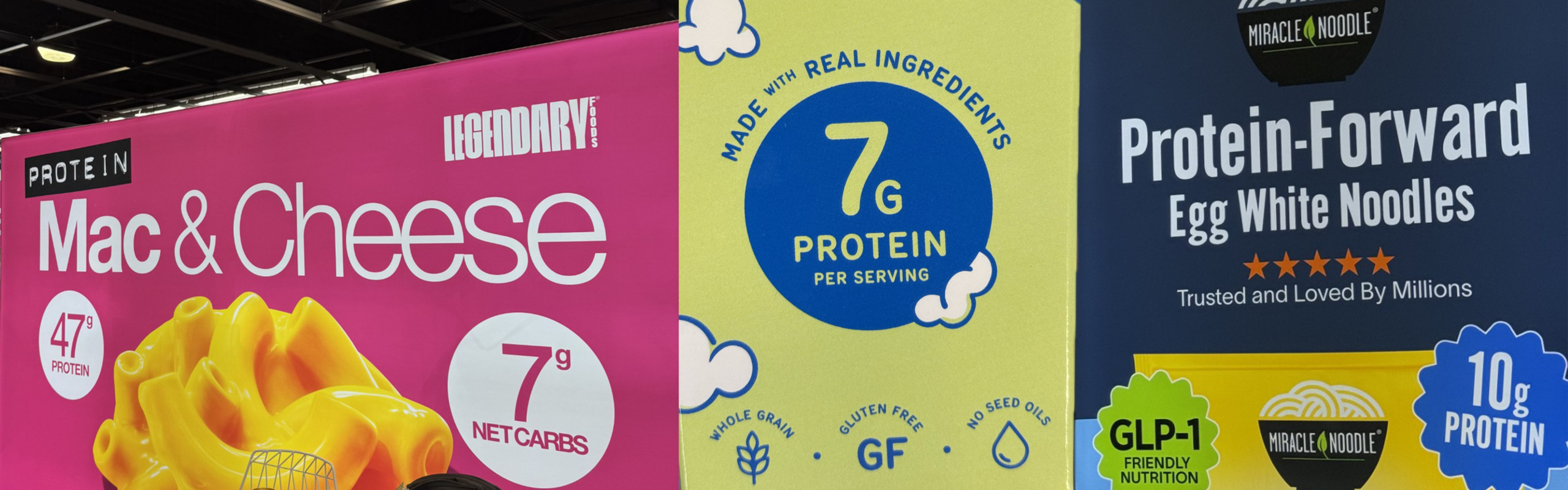 Protein signs at ExpoWest 2026